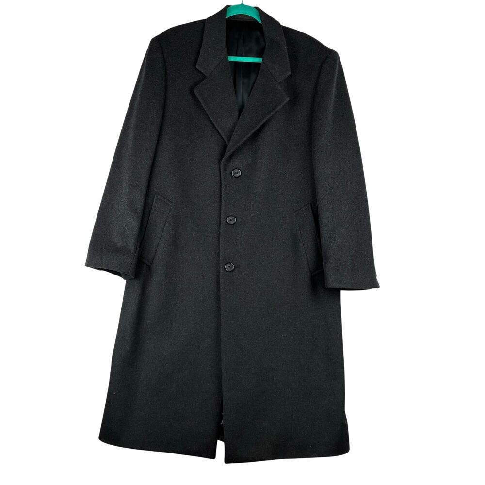 Vintage GGG Clothes Black 40S Cashmere Wool Blend Overcoat Fabric Woven in Italy